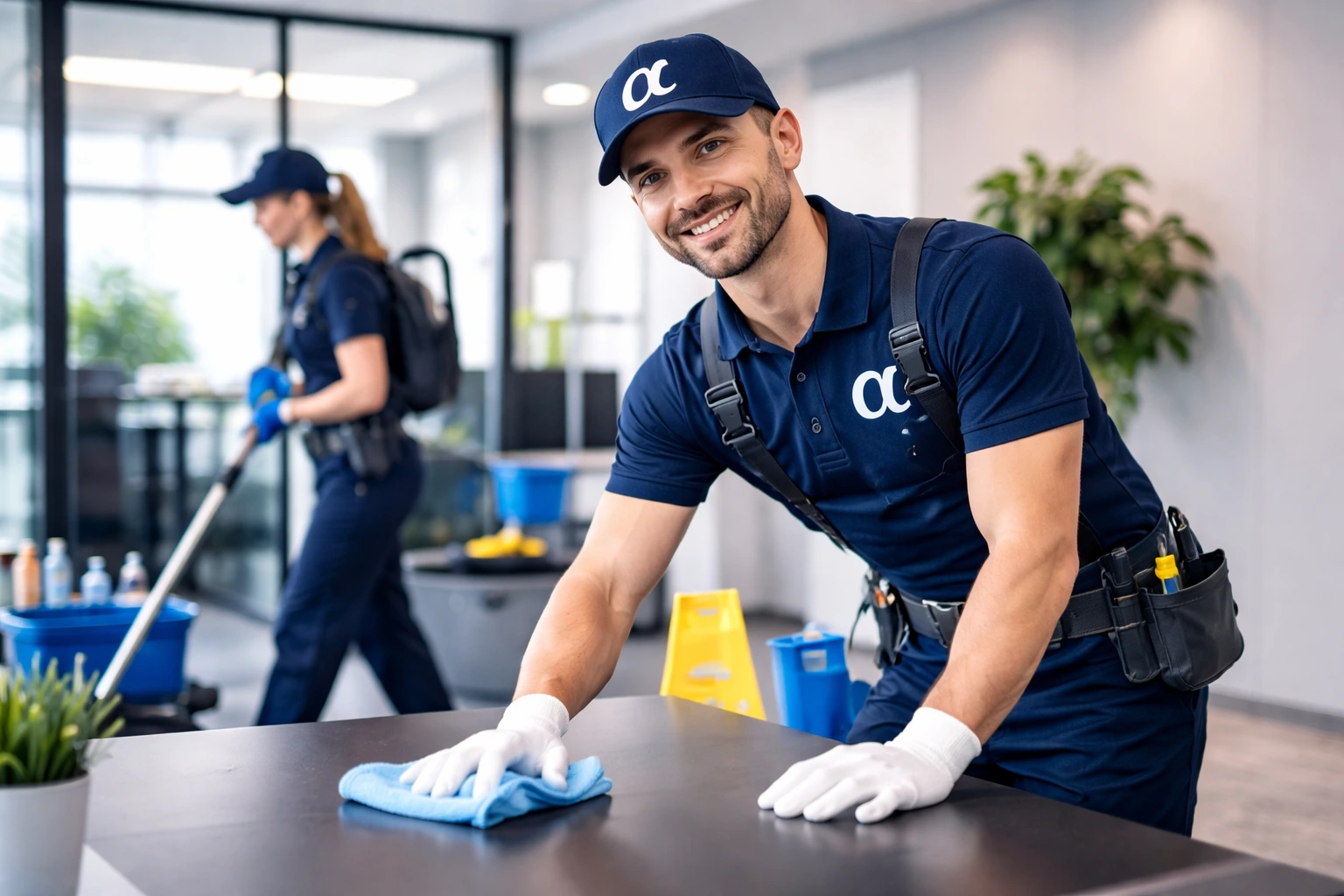 Gebäudereinigung – Reinigungsteam im Einsatz